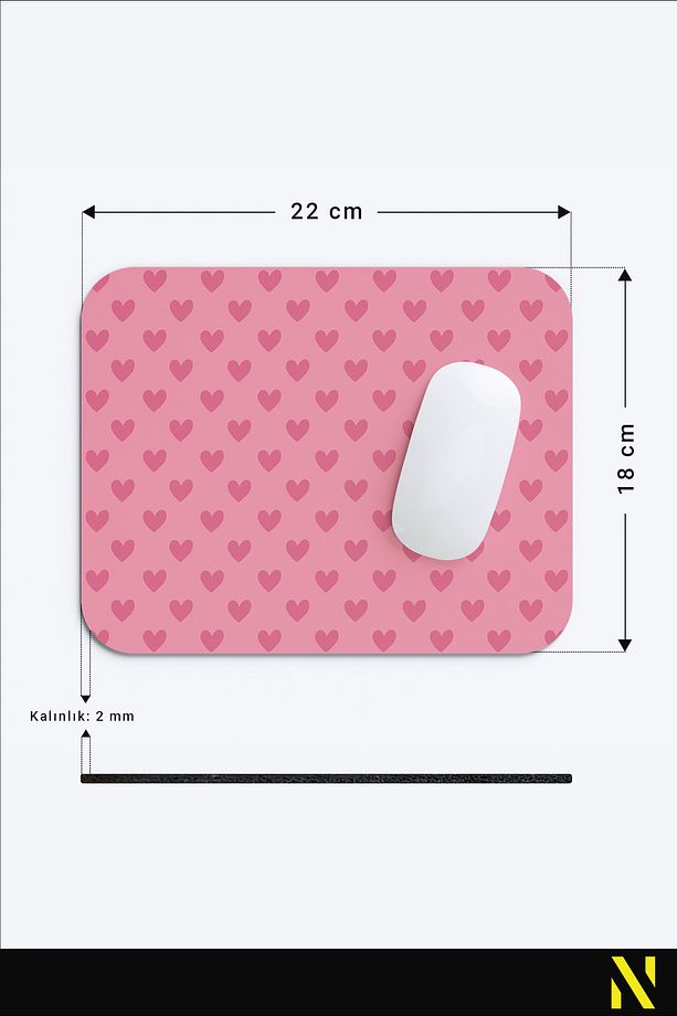 Pembe Renkli Kalpli Desenli Ergonomik Mouse Pad, Kaymaz Yüzey ile Ev ve Ofis Kullanımı için İdeal - 7