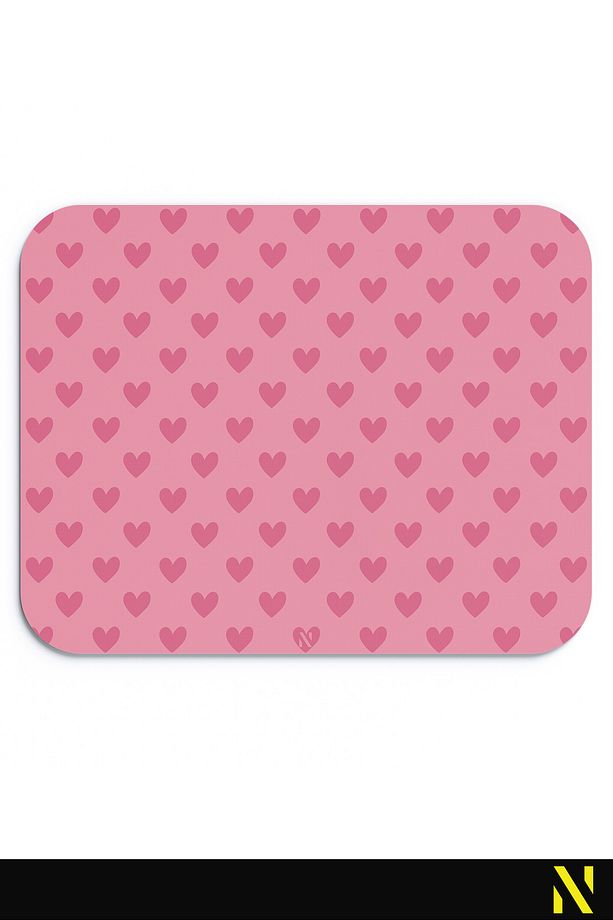 Pembe Renkli Kalpli Desenli Ergonomik Mouse Pad, Kaymaz Yüzey ile Ev ve Ofis Kullanımı için İdeal - 1