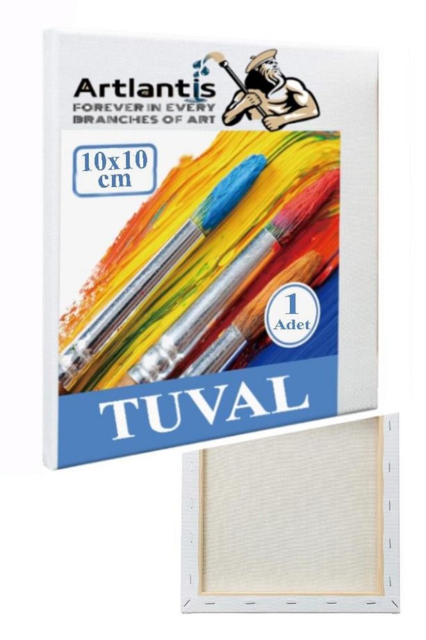 Mini Şövale 10x10 cm Tuval 3 ml Akrilik Boya 6 Renk ve Fırça 1 Paket 10x10 Mini Tuval Masaüstü Küçük - 2