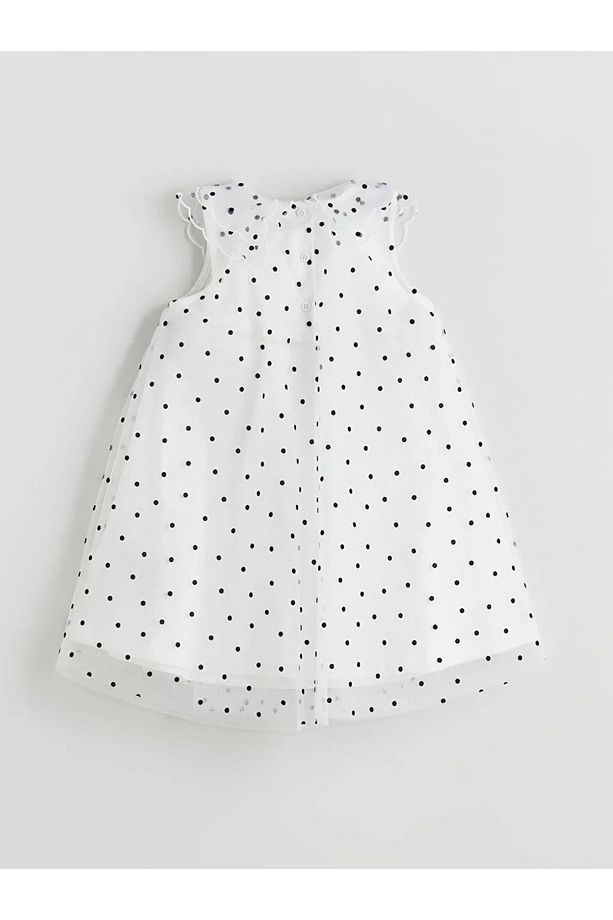 LCW baby Ekru Bisiklet Yaka Çiçekli Kız Bebek Elbise - 3