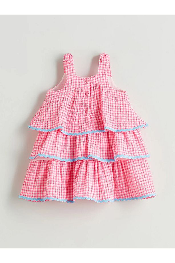 LCW baby Ekru Bisiklet Yaka Çiçekli Kız Bebek Elbise - 3