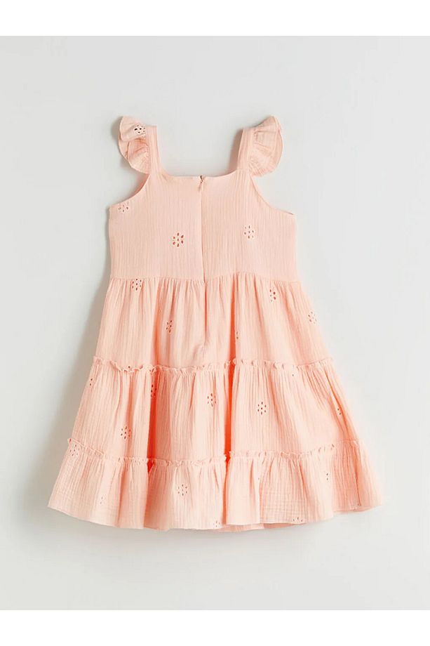 LCW baby Ekru Bisiklet Yaka Çiçekli Kız Bebek Elbise - 3