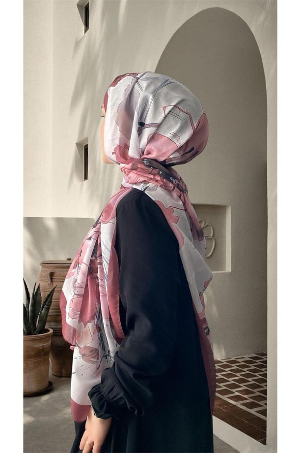 Gül Desen Pembe Pamuksu Soft Şal - 4