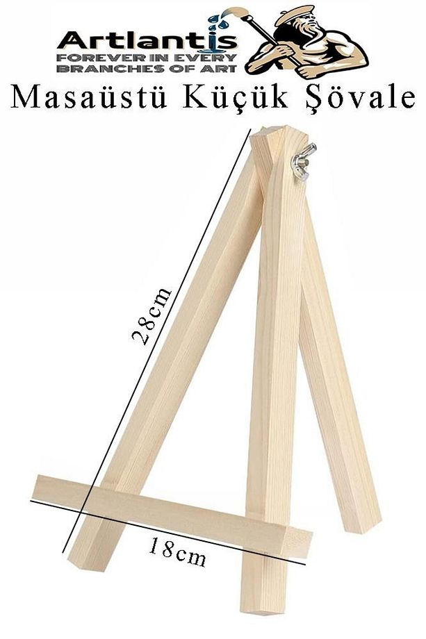 Mini Şövale 20x20 cm Tuval 3 ml Akrilik Boya 12 Renk ve Fırça 2 Adet 20x20 Mini Tuval Masaüstü Küçük - 4