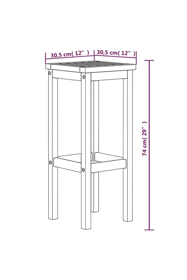 Bar Stools 4 pcs Solid Wood Acacia - 3