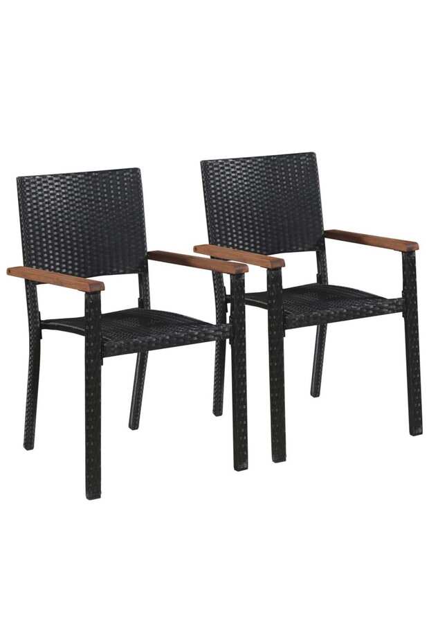 Outdoor Chairs 2 pcs Poly Rattan Black
