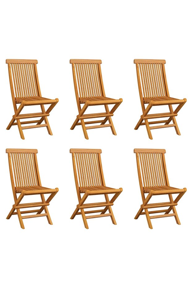 Folding Garden Chairs 6 pcs Solid Teak Wood