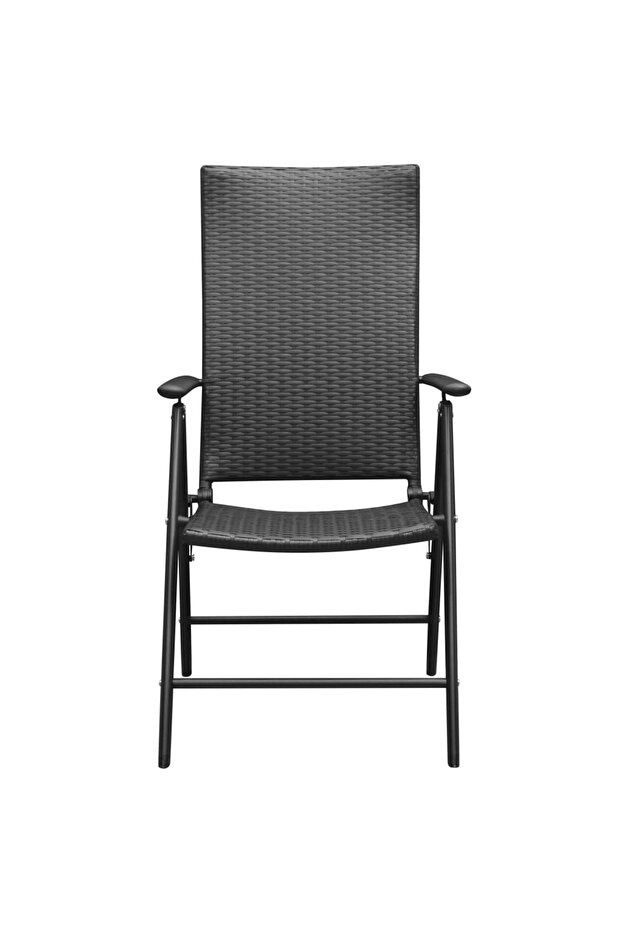 Stackable Garden Chairs 2 pcs Poly Rattan Black - 2