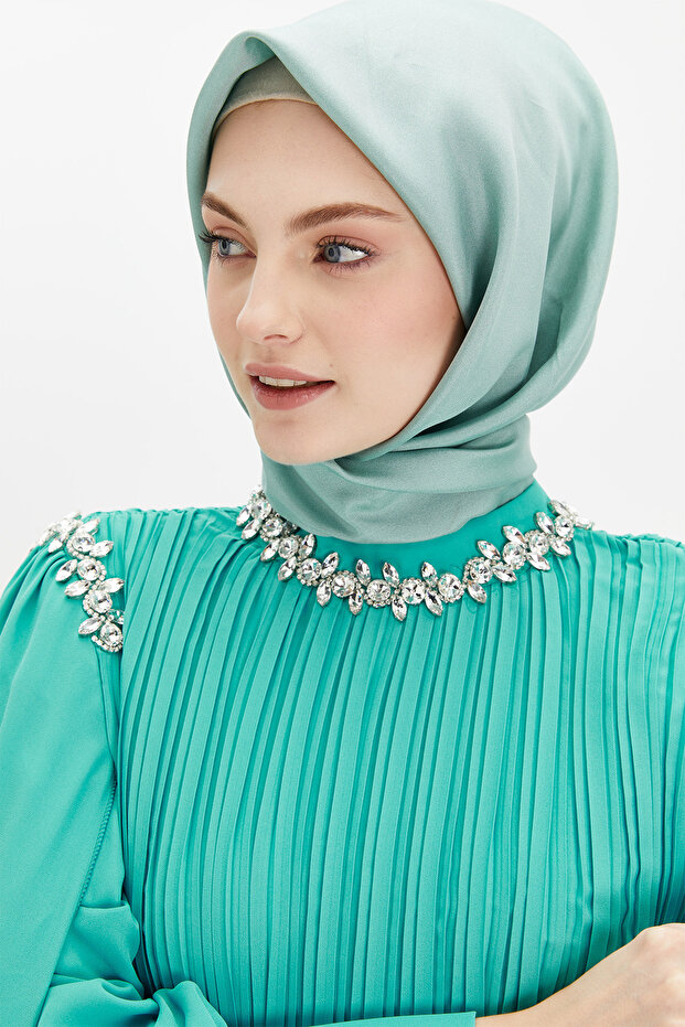 Pelerin Kol Piliseli Elbise - 5