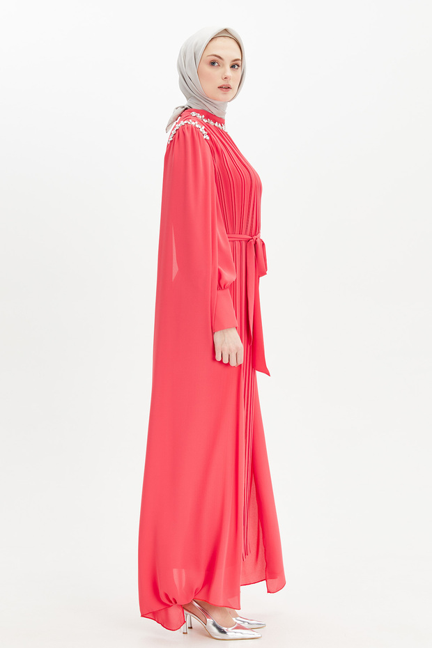 Pelerin Kol Piliseli Elbise - 2