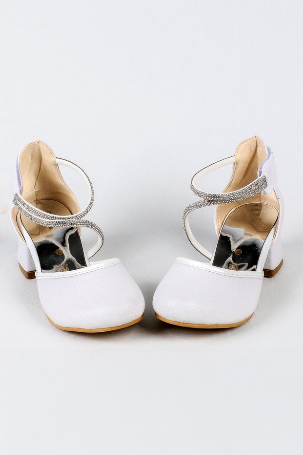 Girls' High Heel Shoes-Ankle Velcro, Easy Wear-Rhinestone, Glittery Children's Evening Dress Shoes