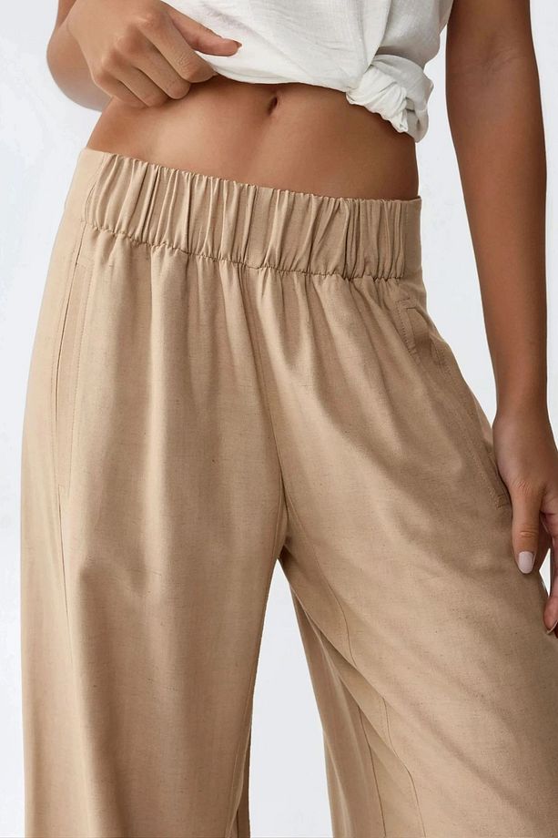 Geniş Paça Lastikli Pantolon - 4