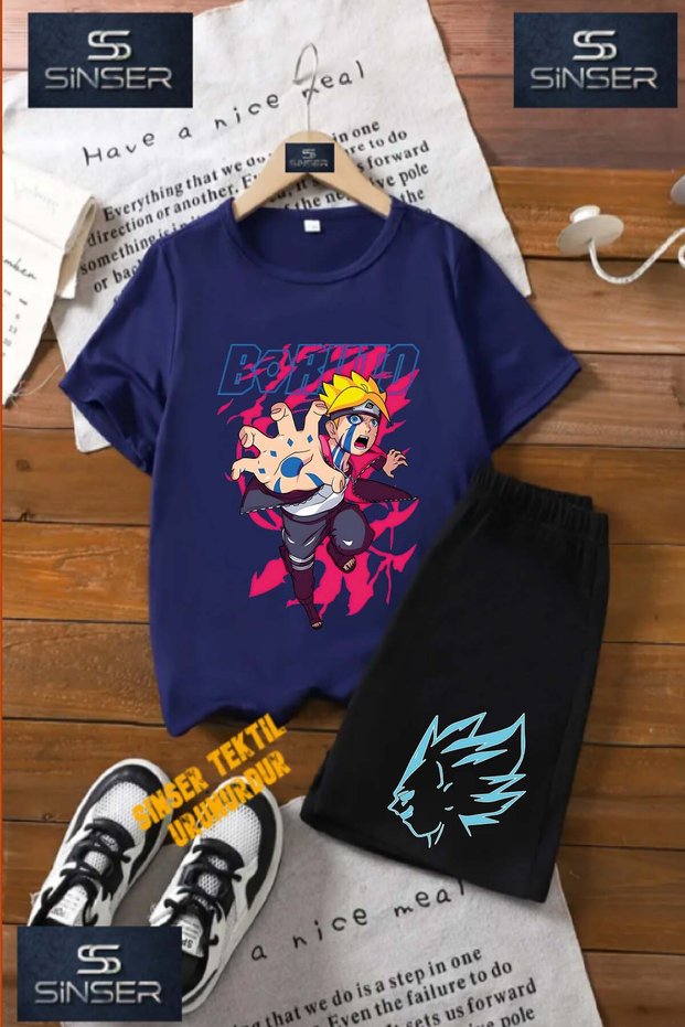 Kids Unisex “Anime Boruto Children“ Custom Printed Crew Neck T-Shirt - Shorts Set
