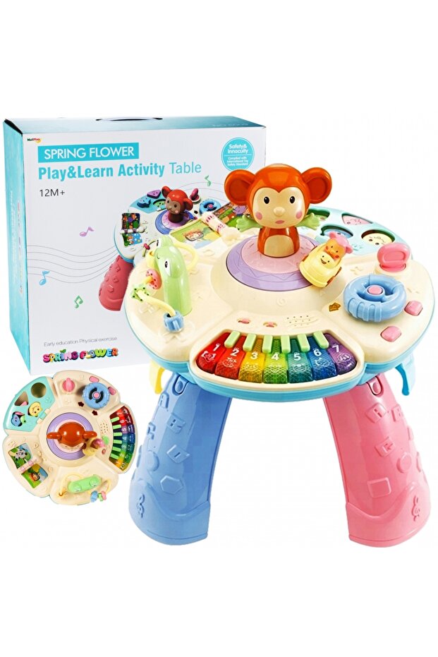 idealSTORE 6 in 1 Interactive Educational Table Funny Dance Monkey, Includes movable elements that can be - 1