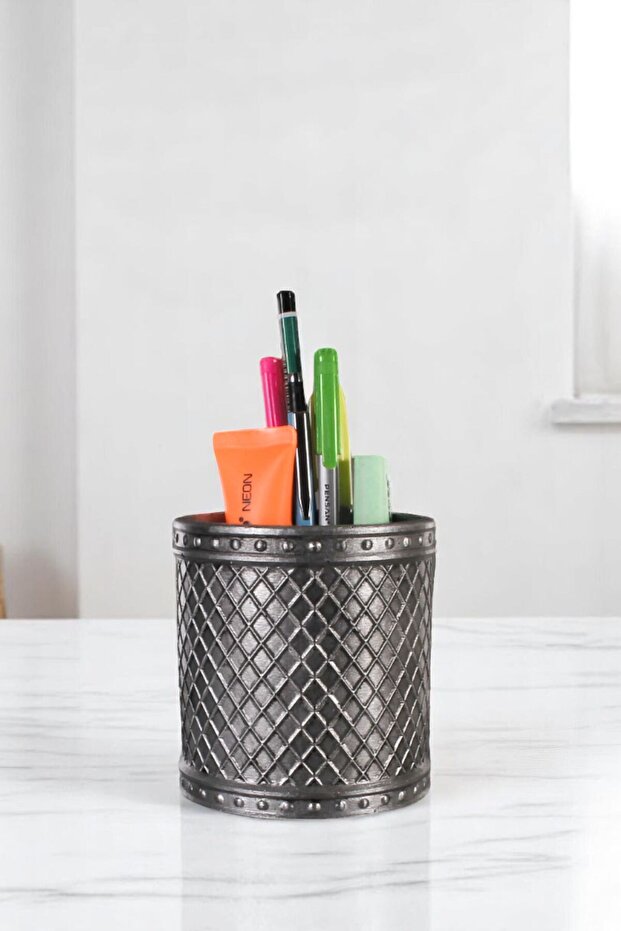 Pen Holder Desk Pen Holder Organizer Pen Holder Silver Antique Color Model 90