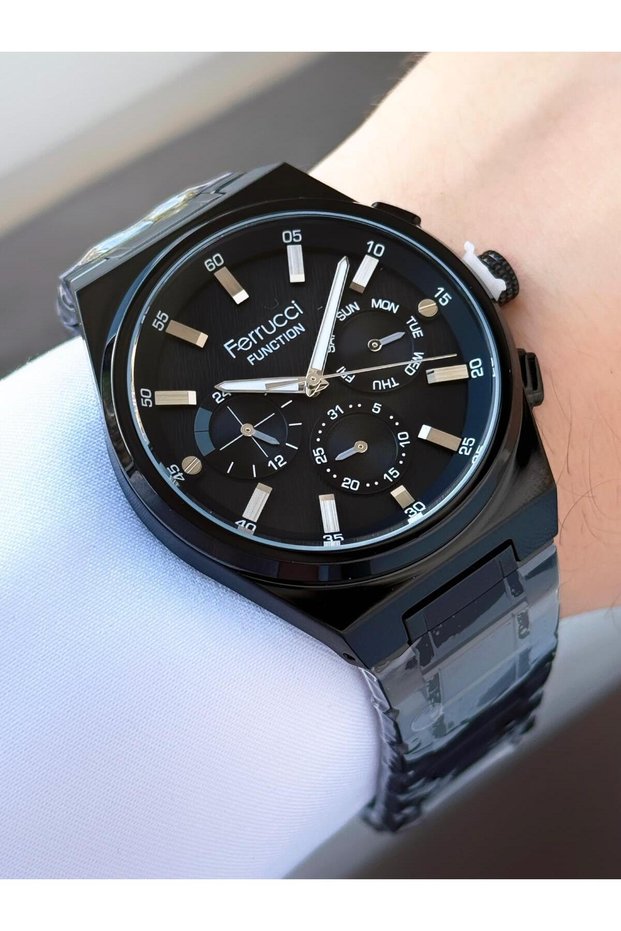 Men's Black Color Functions Active Metal Cord Wrist Watch