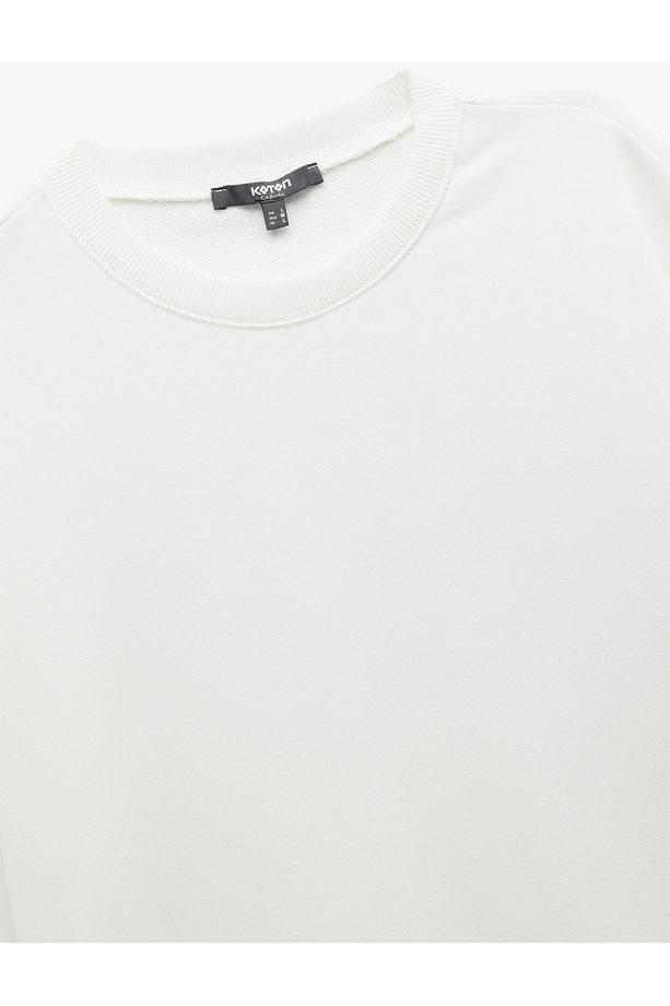 Kısa Kollu Bisiklet Yaka Şardonlu Basic Oversize Tişört - 5