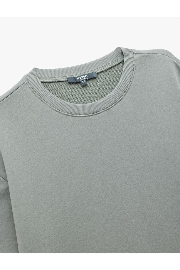 Kısa Kollu Bisiklet Yaka Şardonlu Basic Oversize Tişört - 5