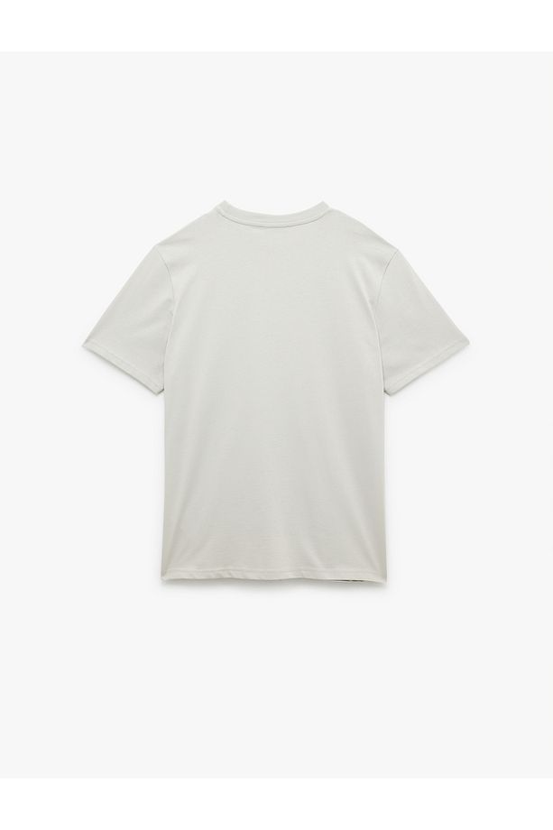Kısa Kollu Bisiklet Yaka Regular Fit Pamuklu Minimal Baskılı Tişört - 4