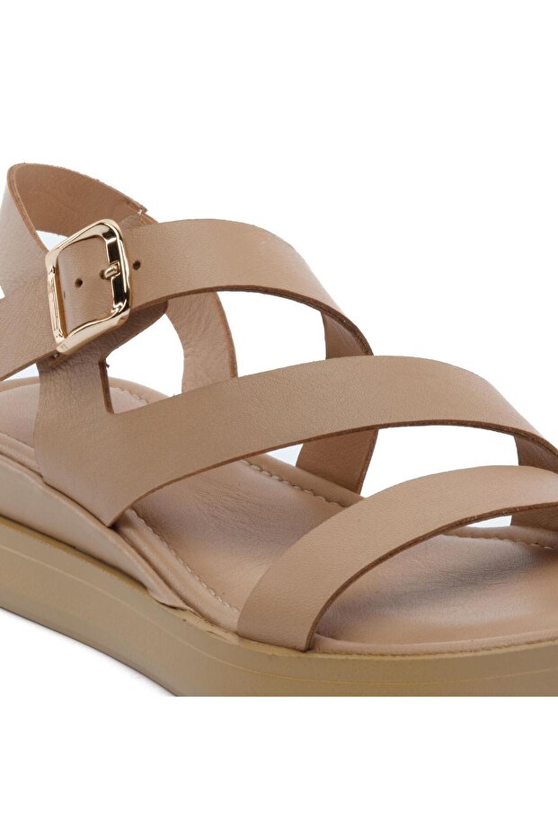 59265 Vizon Hakiki Deri Kadın Sandalet - 5