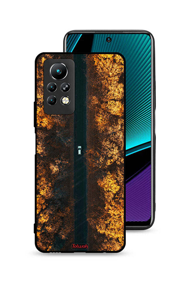 غطاء حماية لهاتف Infinix Note 11 Pro بتصميم طريق في أشجار الخريف
