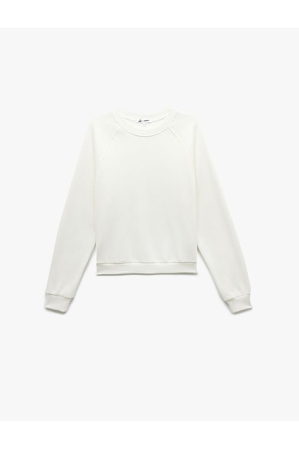 Şardonlu Uzun Kollu Bisiklet Yaka Basic Oversize Sweatshirt - 3