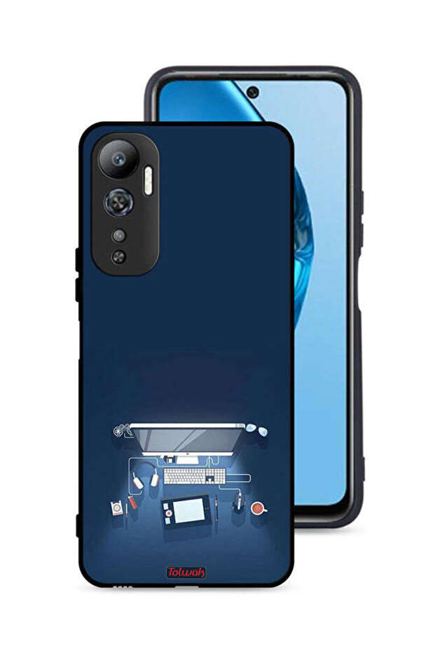 غطاء حماية لجهاز Infinix Hot 20 4G بتصميم فني لمكتب الكمبيوتر