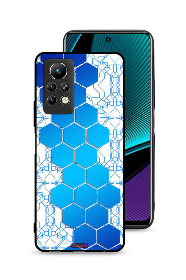 غطاء حماية لهاتف Infinix Note 11 Pro بنمط شبكة أيقونات سداسية الأضلاع