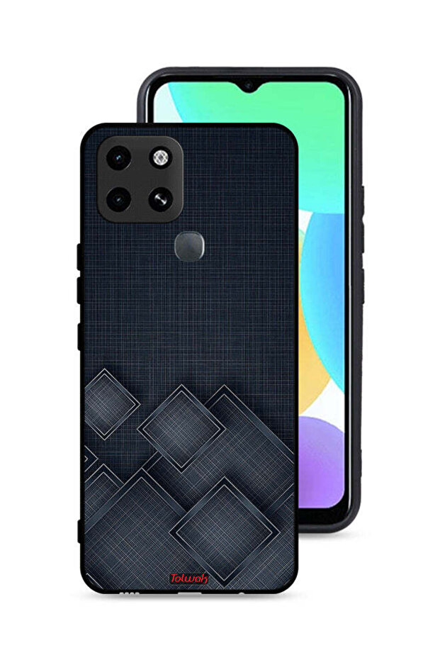 غطاء حماية لهاتف Infinix Smart 6 بنقشة مربعات على القماش