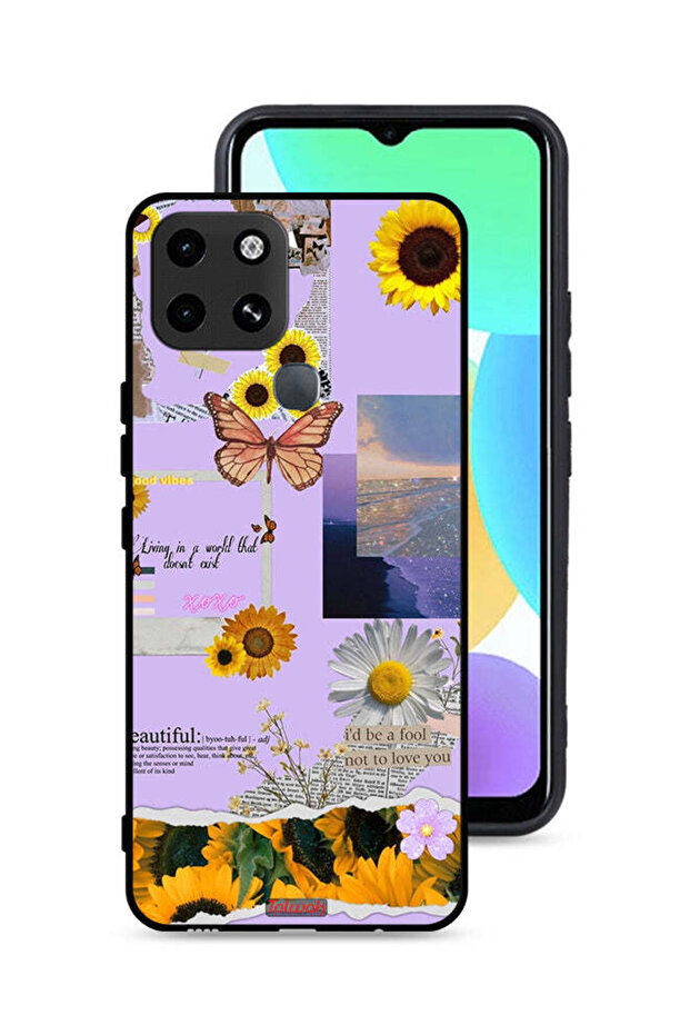 غطاء حماية لهاتف Infinix Smart 6 بملصقات عباد الشمس الجميلة