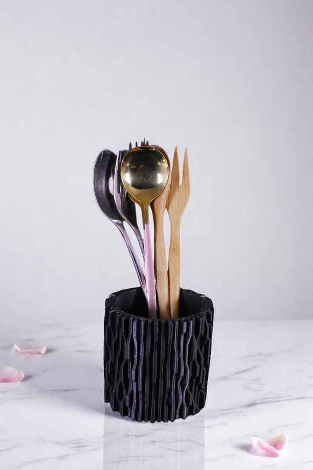 Countertop Cutlery Decorative Vertical Cutlery Cylinder Cutlery Black Color Model 78