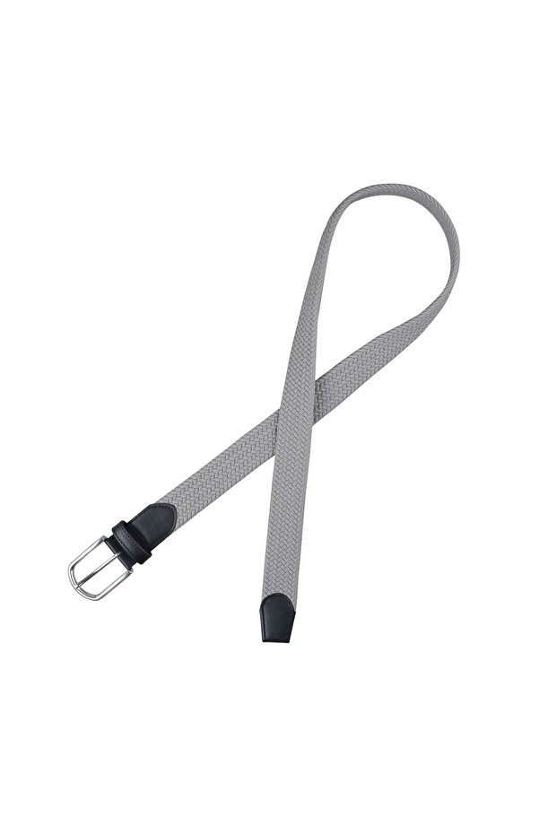 Elastik Açık Gri Örgü Kemer - 2