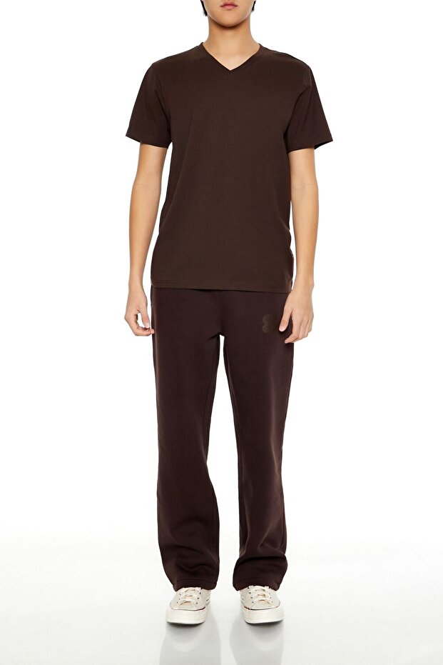 Pamuklu V-Yaka Tişört - 4