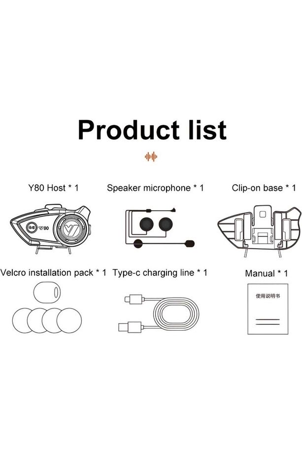 Y80 Kablosuz 5.3BT Motosiklet Kask Kulaklık Intercom Kaliteli Hoparlör ve Mikrofon - 5