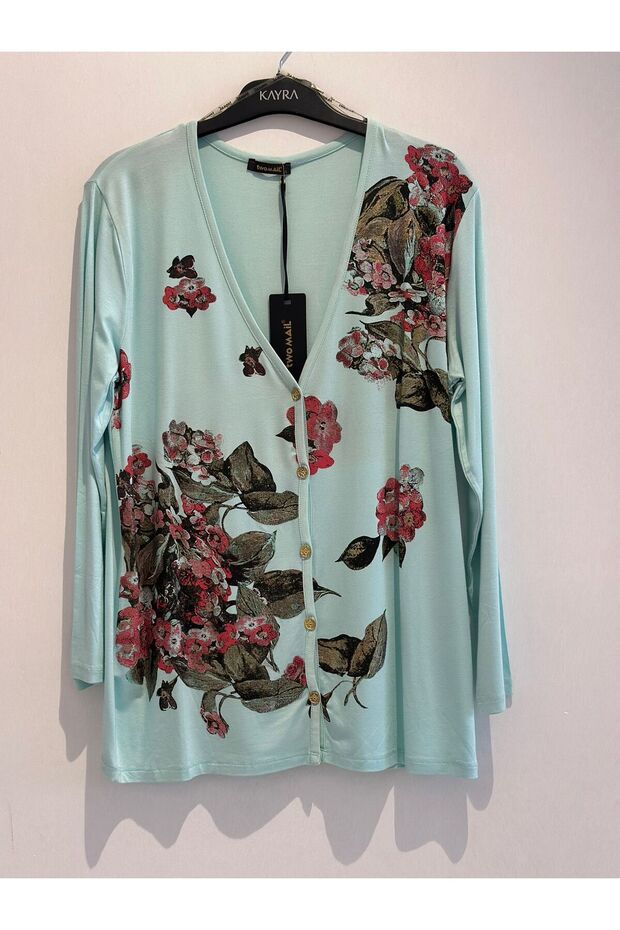 Floral Patterned Combed Cardigan