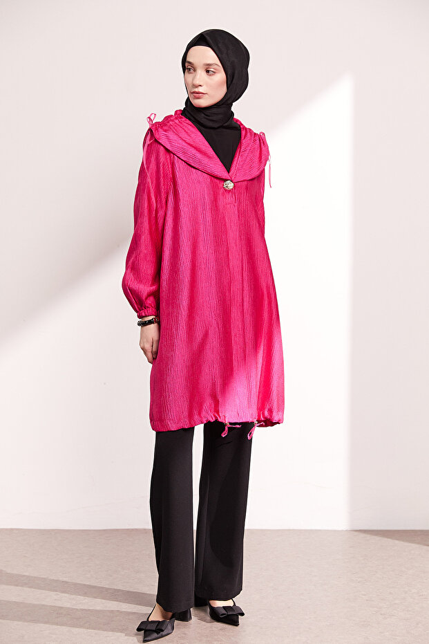 Düğmeli Jakarlı Kap - 2