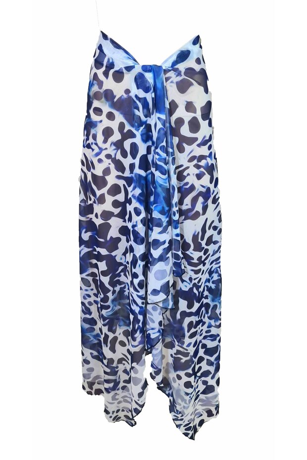 Curve Mesh Transparan Mavi Leopar Pareo - 1
