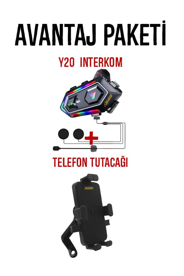 Y20 Kask Kulaklık interkom + Motosiklet Telefon Tutacağı - 2