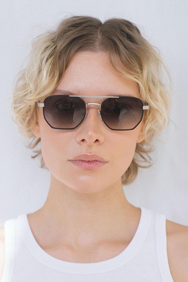 Gerda Silver Black Gradient Sunglasses