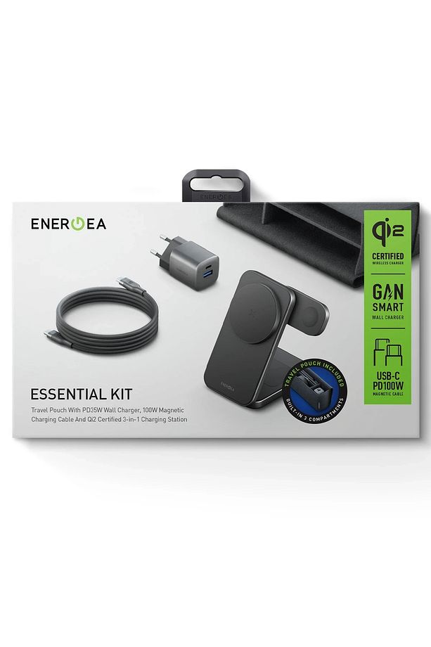 100W Type-C to Type-C Manyetik Kablolu 35W Adaptör 3in1 Kablosuz Şarj Standı Set Seyehat Kit Çanta - 6