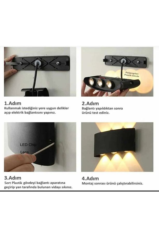 10w Led Aplik Aydınlatma Çift Taraflı Led Dekoratif Duvar Aplik Suya Ve Toza Karşı Dayanıklı - 1