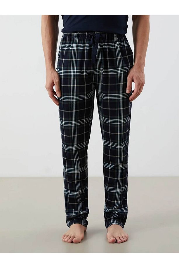 Lacivert Standart Kalıp Ekose Erkek Pijama Alt - 2