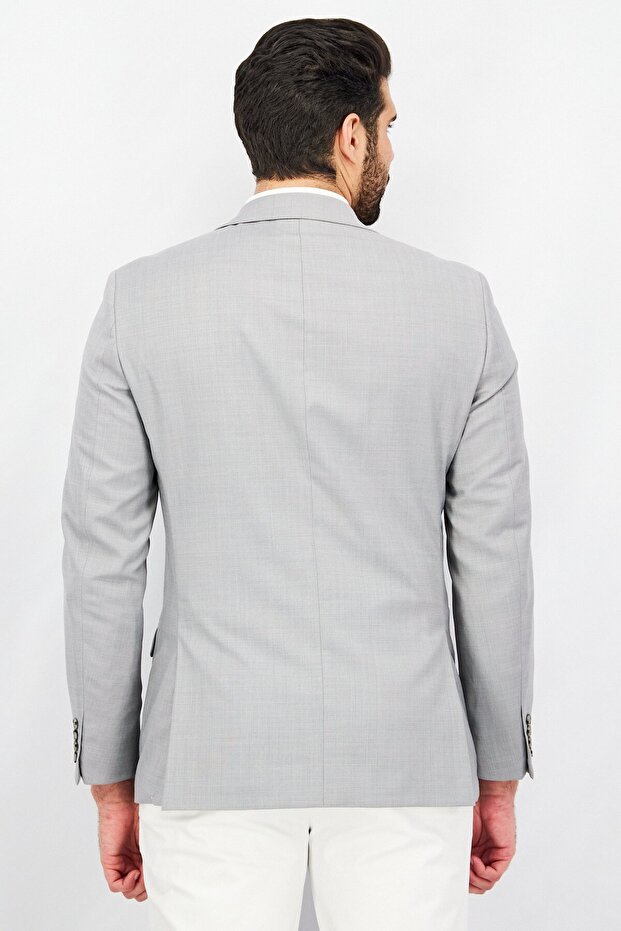 بليزر رسمي سادة بقصّة عادية للرجال، رمادي فاتح - 2