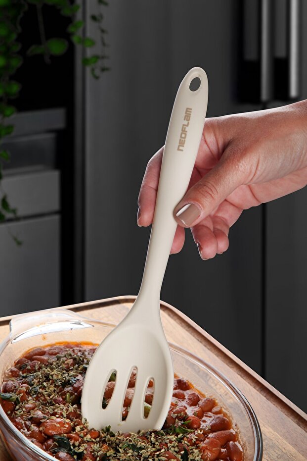 Silicone Grid Spoon Beige