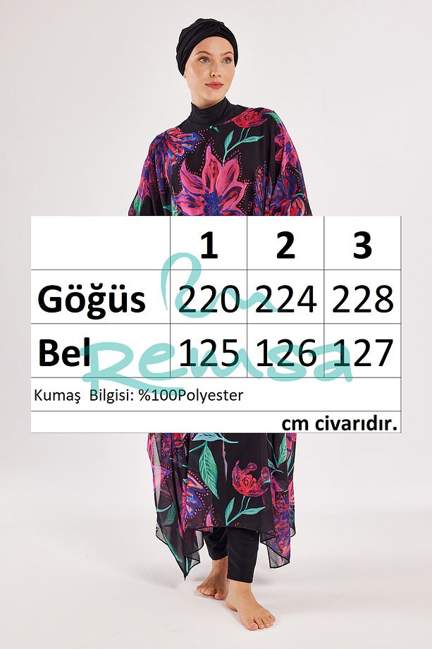 Mayo Üzerine Tek Pareo Kaftan 1706 Siyah - 4