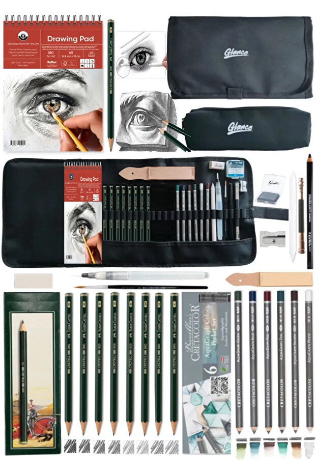 Schoellershammer Drawing 180 Gr A5 20 Yp Graduated Pencil Cretacolor 6 Pcs Aquarell Sketch Set