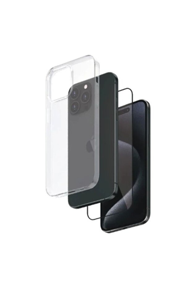 واقي شاشة زجاجي مقوى من سمارتيكس + غلاف لهاتف iPhone 15 Pro - 1