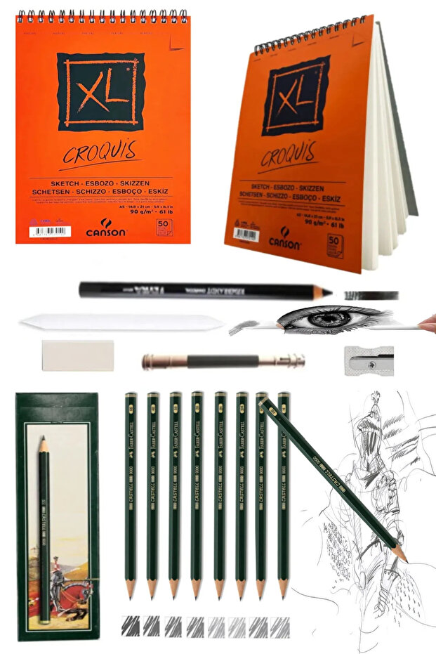Canson Croquıs XL Spiral Sketchbook A5 50 Yp 90 Gr Sketch Set