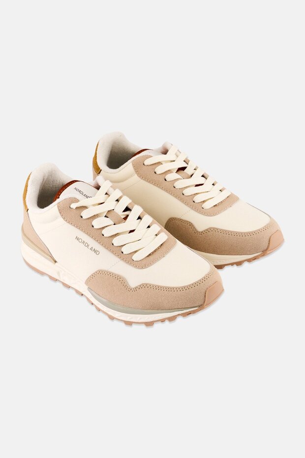 Men Brand Logo Lace Up Outdoor Shoes, Beige