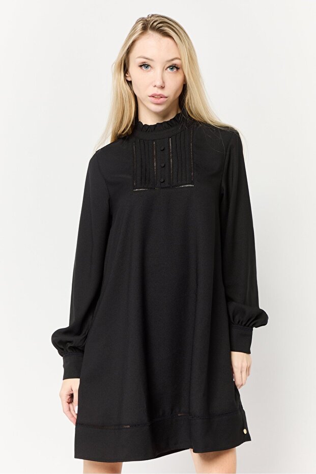Women Textured Mini Dress, Black